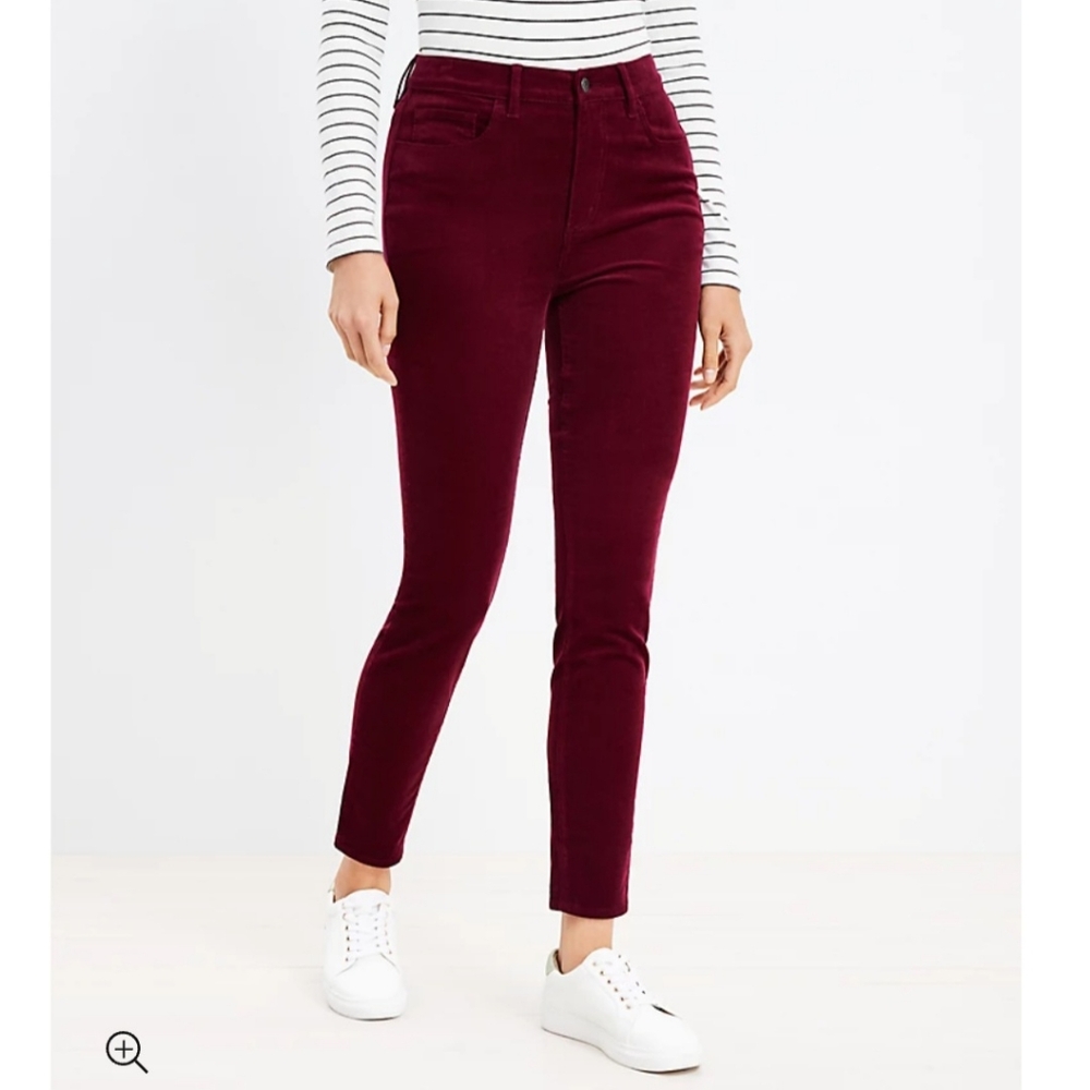 ANN TAYLOR THE SKINNY RED CORDUROY SKINNY PANTS SIZE 14